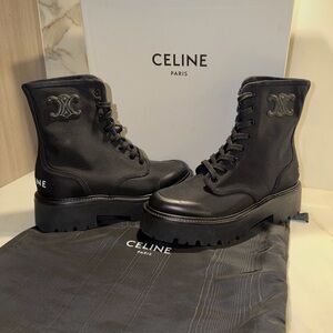 Celine Black Combat Boots for Women